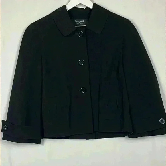 Signature Larry Levine Womens Blazer 6 Black 3 Button Closure 3/4 Sleeves Classy - Picture 1 of 7